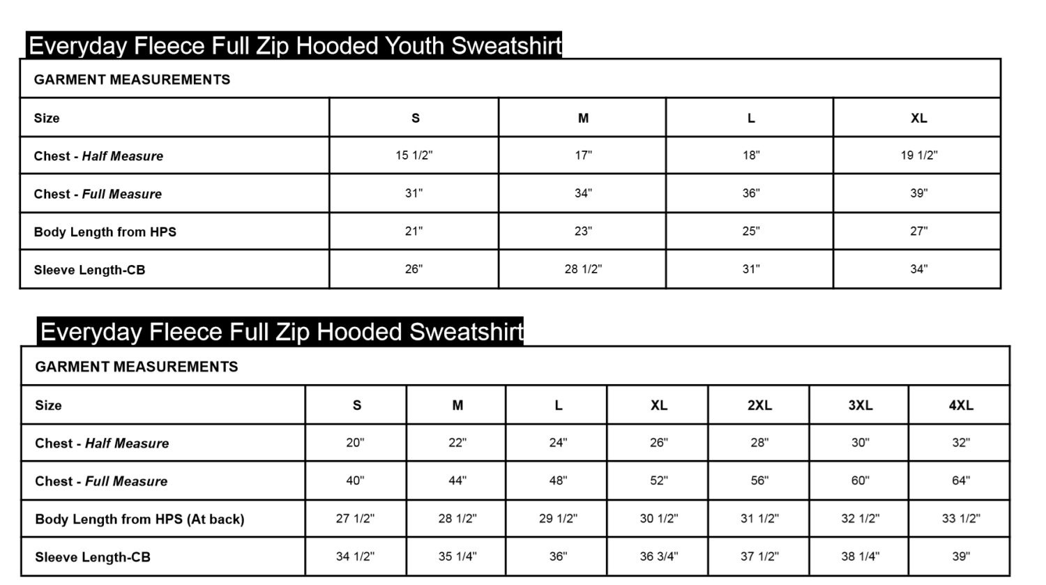ATCF2600 Zip Sweatshirt Specs ATCF2600 Zip Sweatshirt Specs